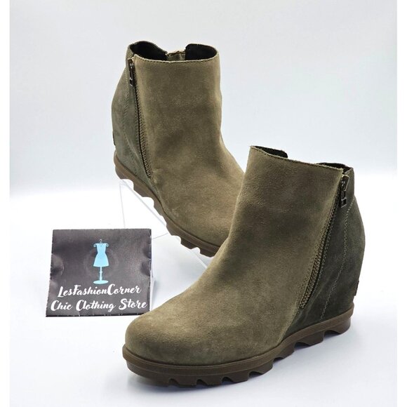 Sorel Women's Olive Green Suede Leather Joan of Arctic Chelsea Boots Size 8 2514 - Picture 7 of 16